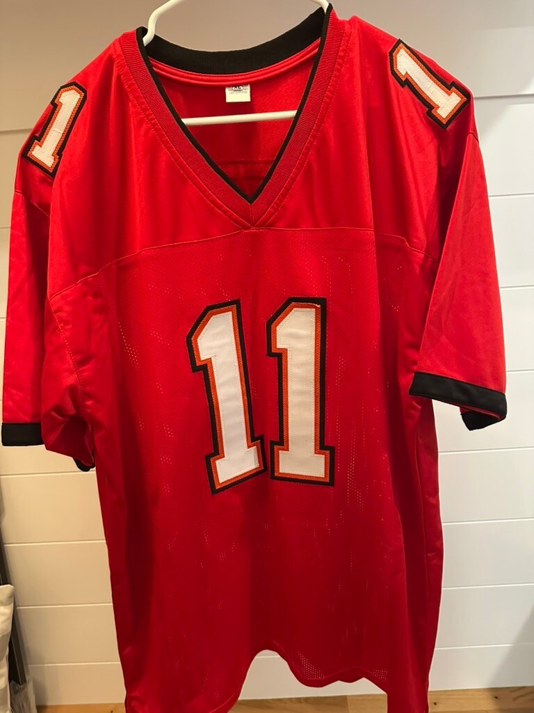 Jalen McMillan Signed Buccaneers #11 Red Custom Jersey Beckett BAS Witness