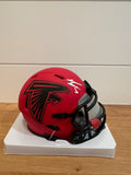 Michael Vick Signed Falcons Rave Mini Helmet Beckett Custom Silver Viso