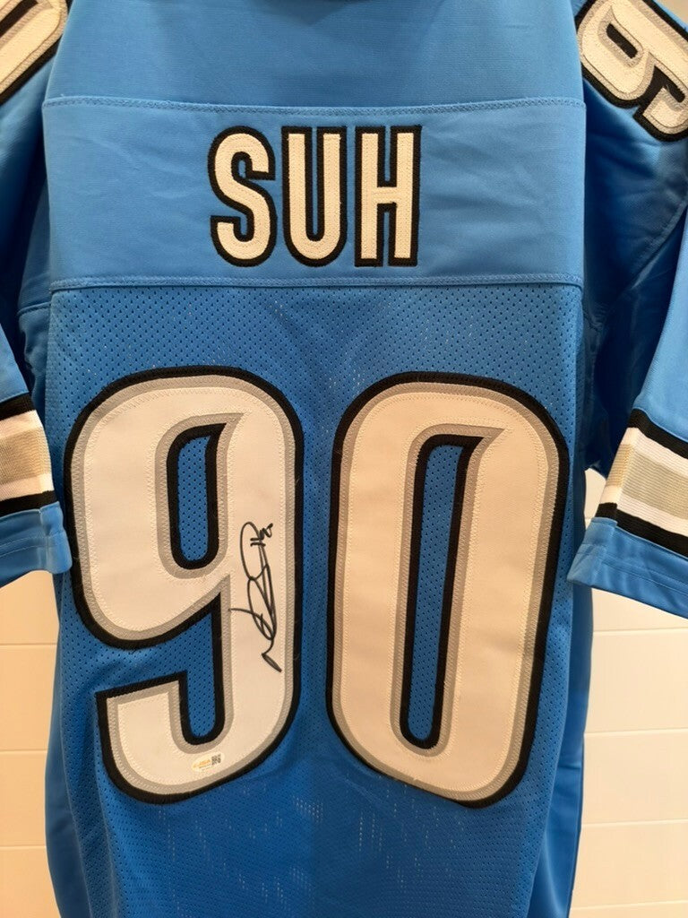 Ndamukong Suh Signed Detroit Lions Custom Jersey XL Blue #90 JSA Witnessed