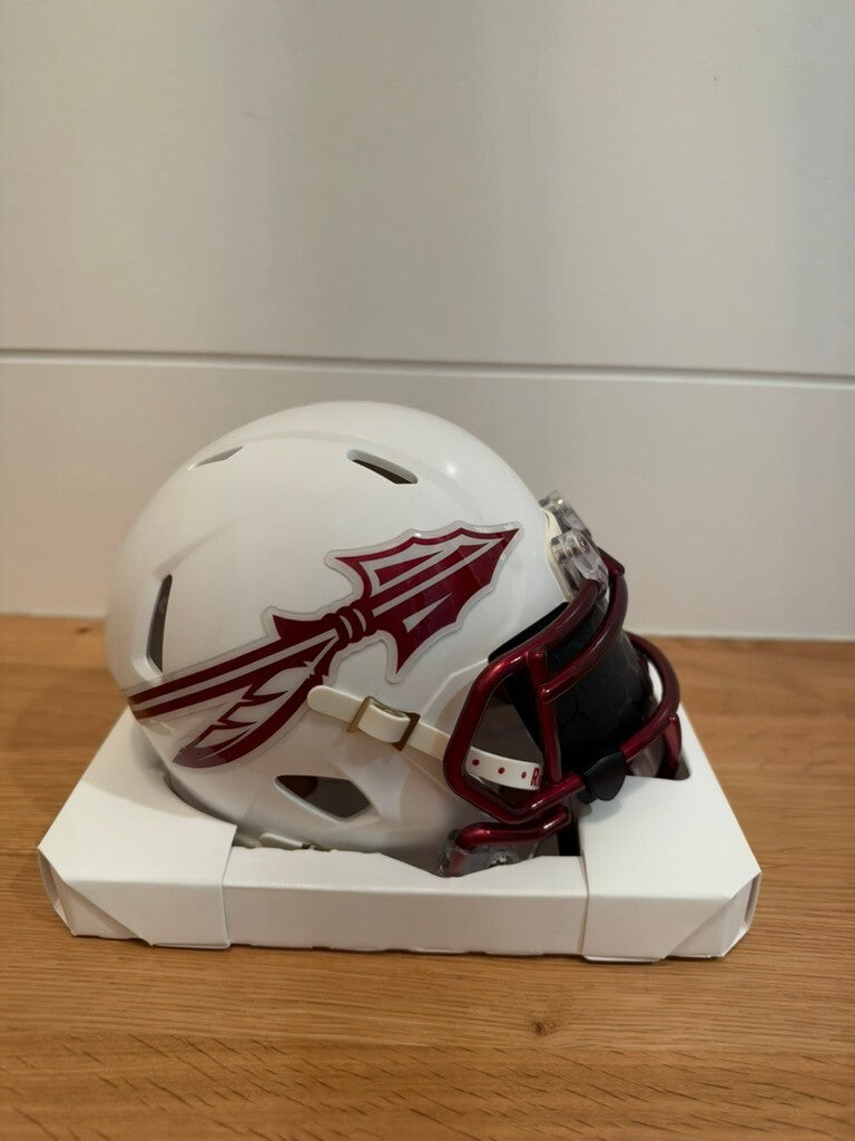 FSU Florida State Seminoles White Riddell Speed Mini Helmet Visor Unsigned