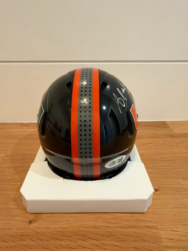Antrel Rolle Signed Miami Hurricanes Black Speed Mini Helmet Leaf COA Visor