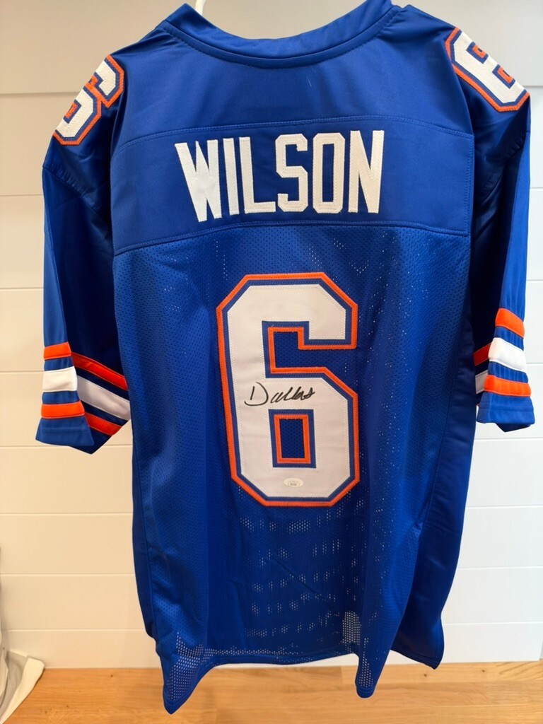 Dallas Wilson Signed Florida Gators Blue Custom Jersey #6 XL JSA COA