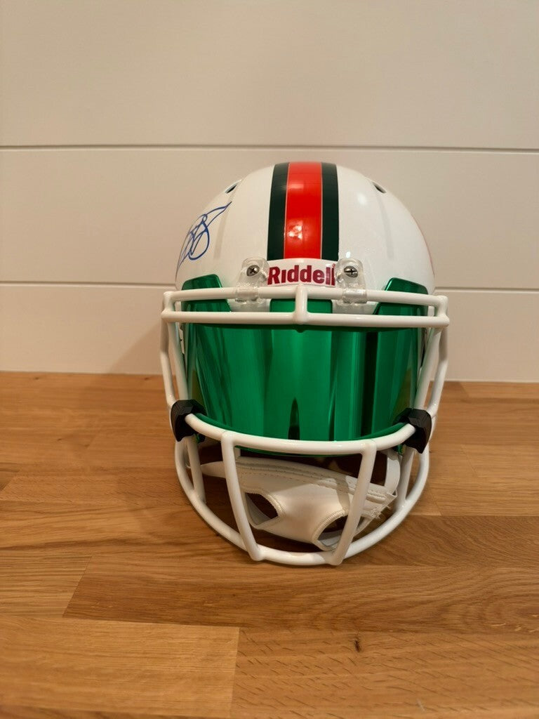 Reggie Wayne Signed Miami Hurricanes Full Size Speed Replica Helmet Green Visor