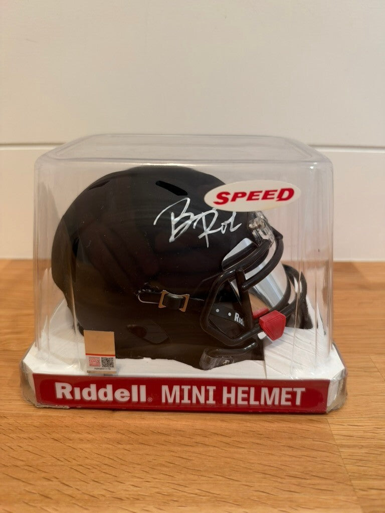Brian Robinson Jr Signed Matte Black Riddell Speed Mini Helmet Visor JSA COA