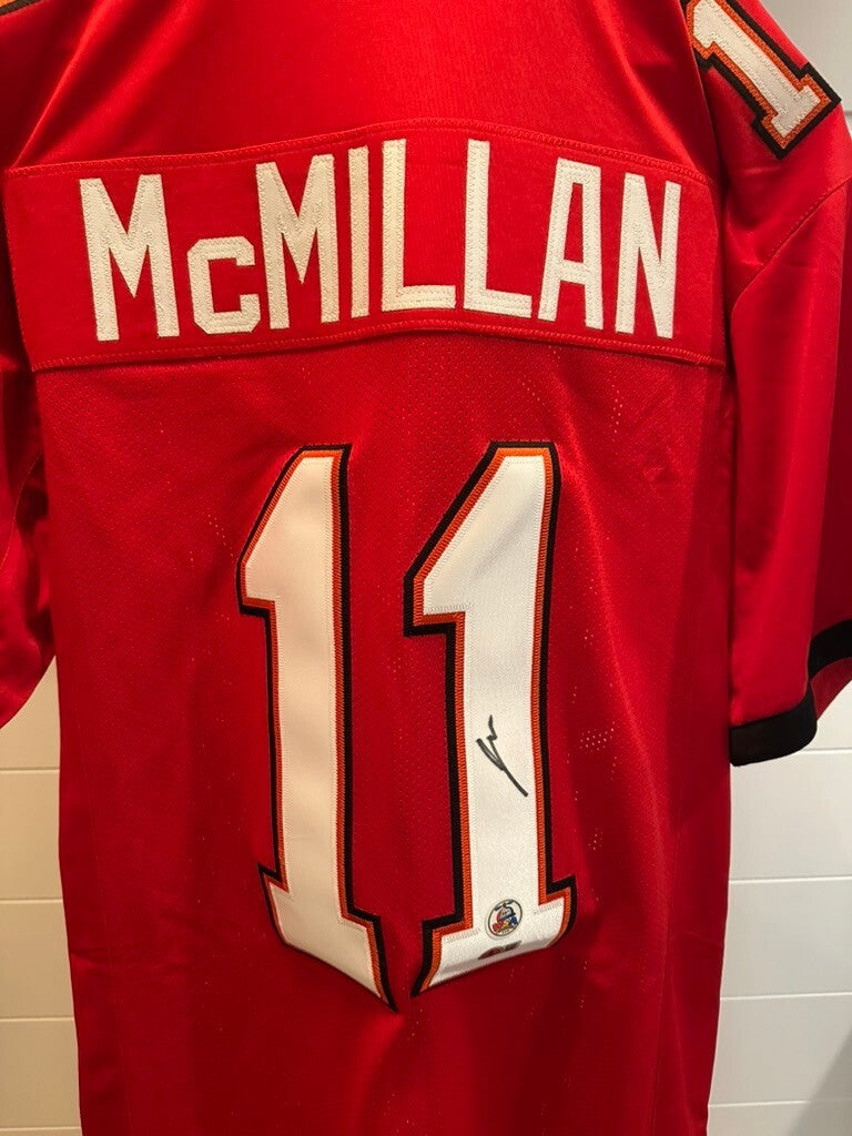 Jalen McMillan Signed Buccaneers #11 Red Custom Jersey Beckett BAS Witness
