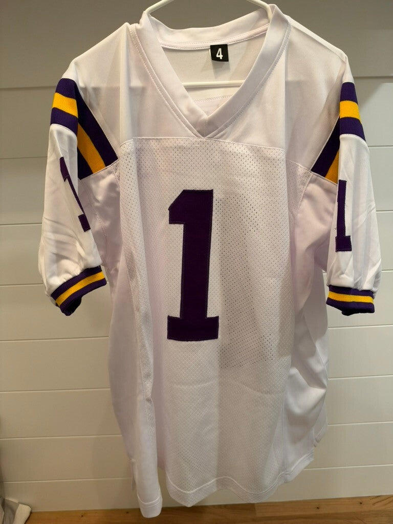 Kayshon Boutte Signed LSU Tigers #1 White Custom Football Jersey JSA Certified