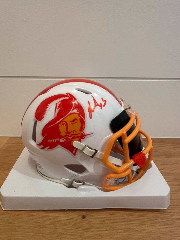 LeGarrette Blount Signed Buccaneers Throwback Mini Helmet Leaf Custom Visor