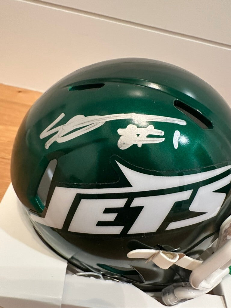 Sauce Gardner Signed Jets 2024 Speed Mini Helmet #1 Fanatics Authentic