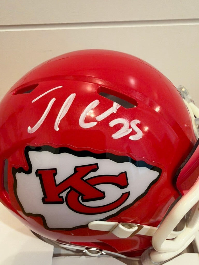 Jamaal Charles Signed Chiefs Riddell Speed Mini Helmet Fanatics COA Red Visor
