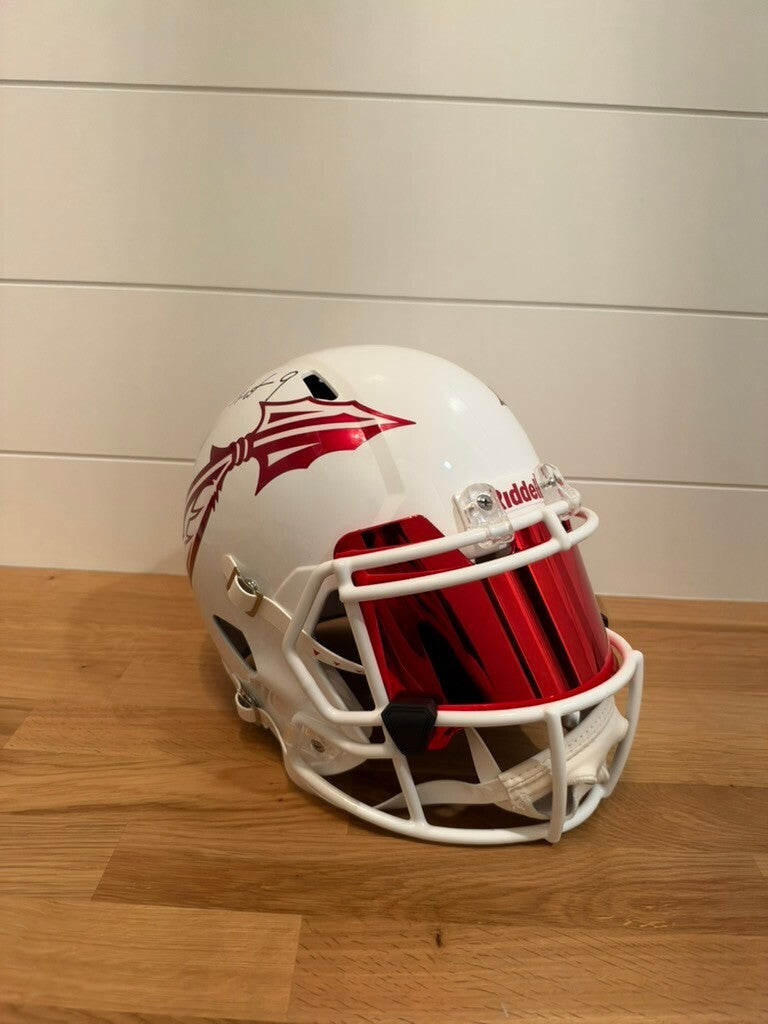 Josh Sweat Signed FSU Full Size Speed Replica Helmet Beckett BAS Red Visor