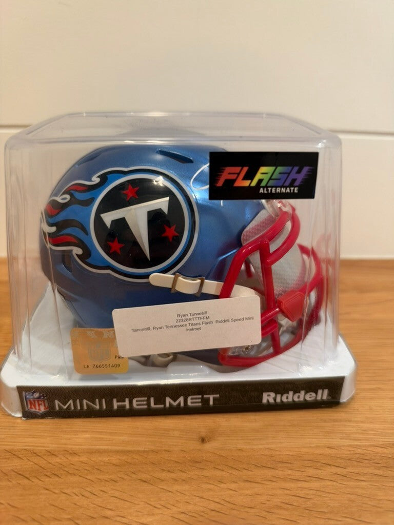 Ryan Tannehill Signed Titans Flash Speed Mini Helmet Beckett COA Custom Visor