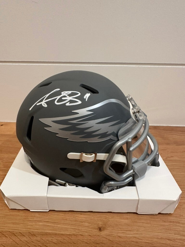 A.J. Brown Signed Eagles Slate Speed Mini Helmet Beckett Witnessed BAS #11