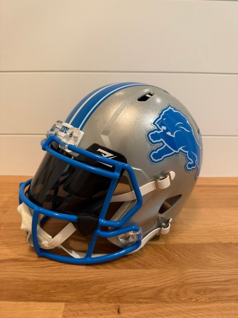 Amon-Ra St. Brown Signed Lions Speed Replica Helmet Sun God Visor Beckett