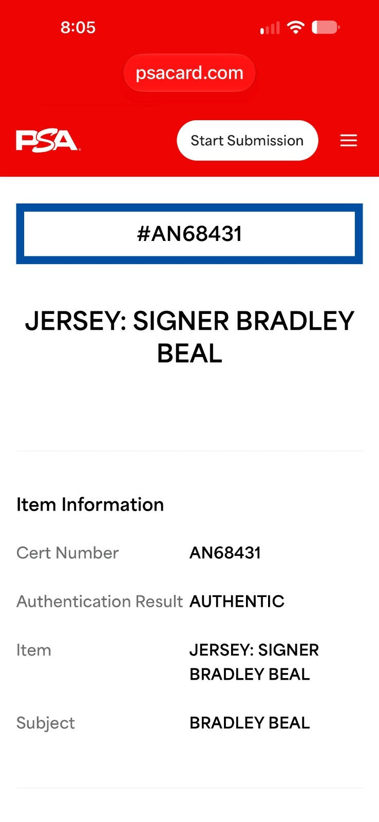 Bradley Beal Signed Phoenix Suns Jordan Swingman Jersey Black L 48 PSA
