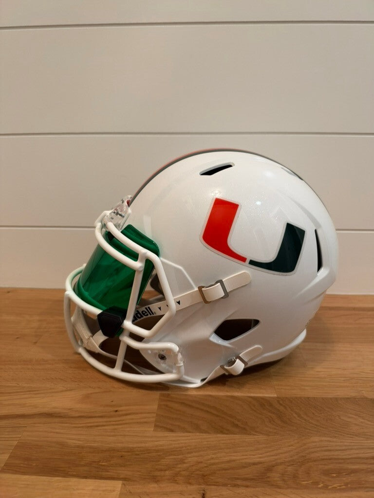 Reggie Wayne Signed Miami Hurricanes Full Size Speed Replica Helmet Green Visor