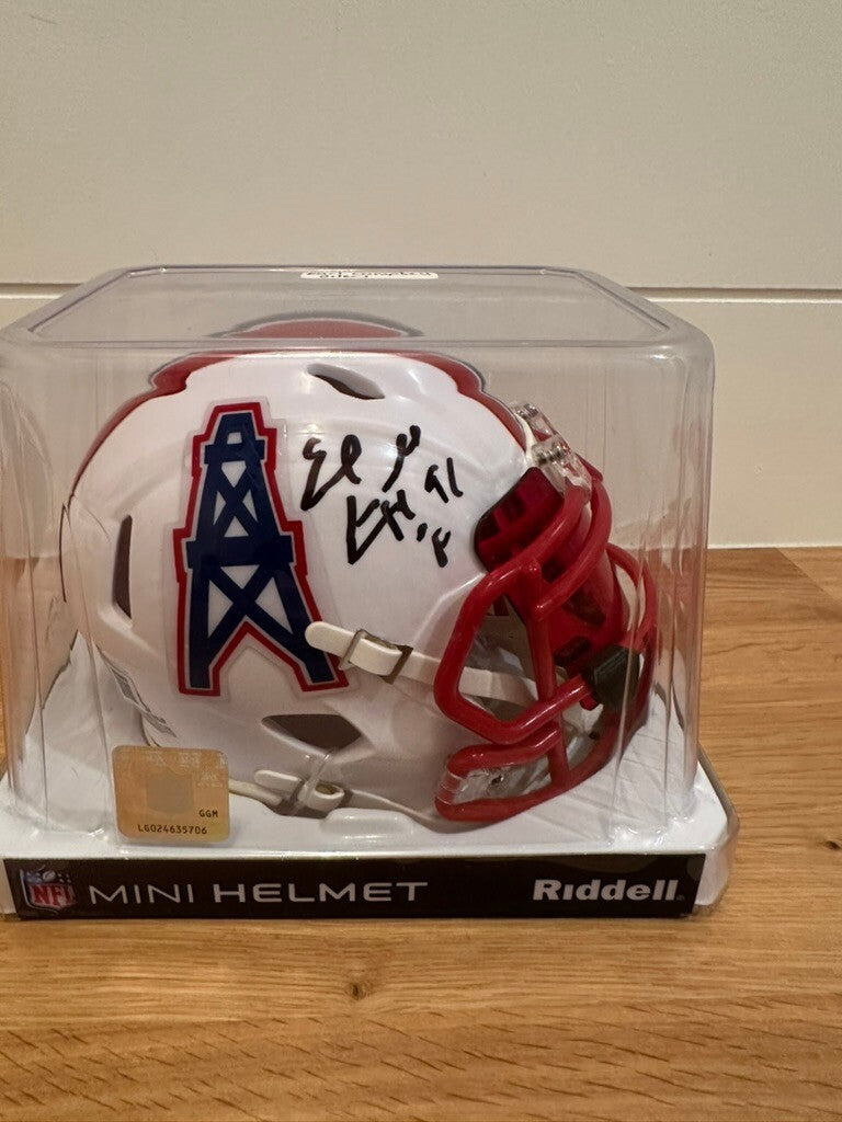 Earl Campbell Signed Houston Oilers Mini Helmet HOF 91 Beckett Witnessed