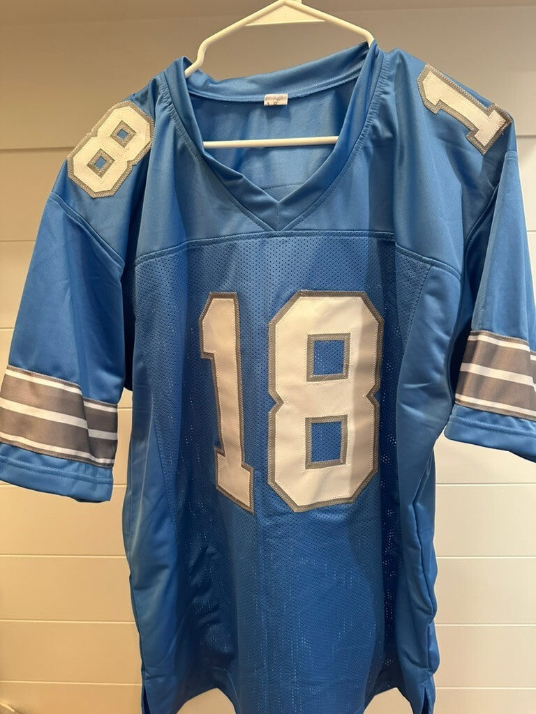 Isaac TeSlaa Signed Detroit Lions Blue Custom Jersey #18 Beckett