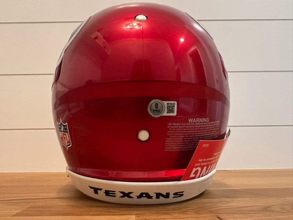 Nico Collins Signed Texans Red Full Size Authentic Speed Helmet Beckett Visor