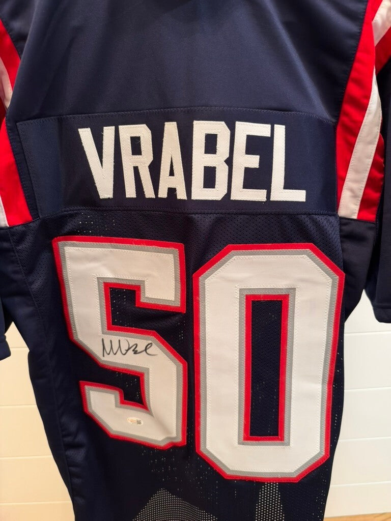 Mike Vrabel Signed New England Patriots #50 Navy Custom Jersey JSA Witnessed