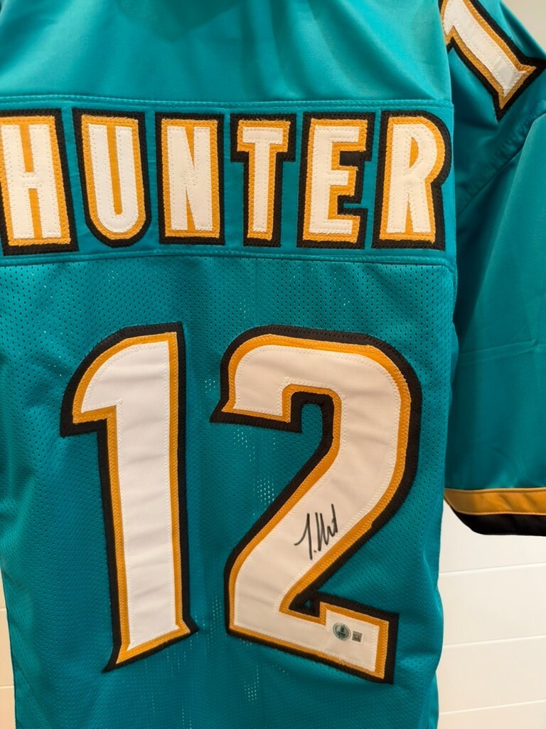 Travis Hunter Signed Jacksonville Jaguars Teal #12 Custom Jersey XL Beckett