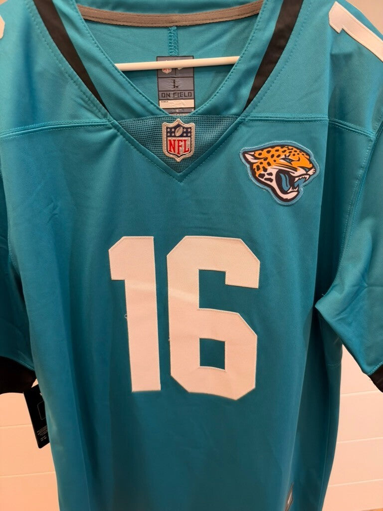 Trevor Lawrence Signed Jaguars #16 Teal Nike Replica Jersey Large Wilder COA