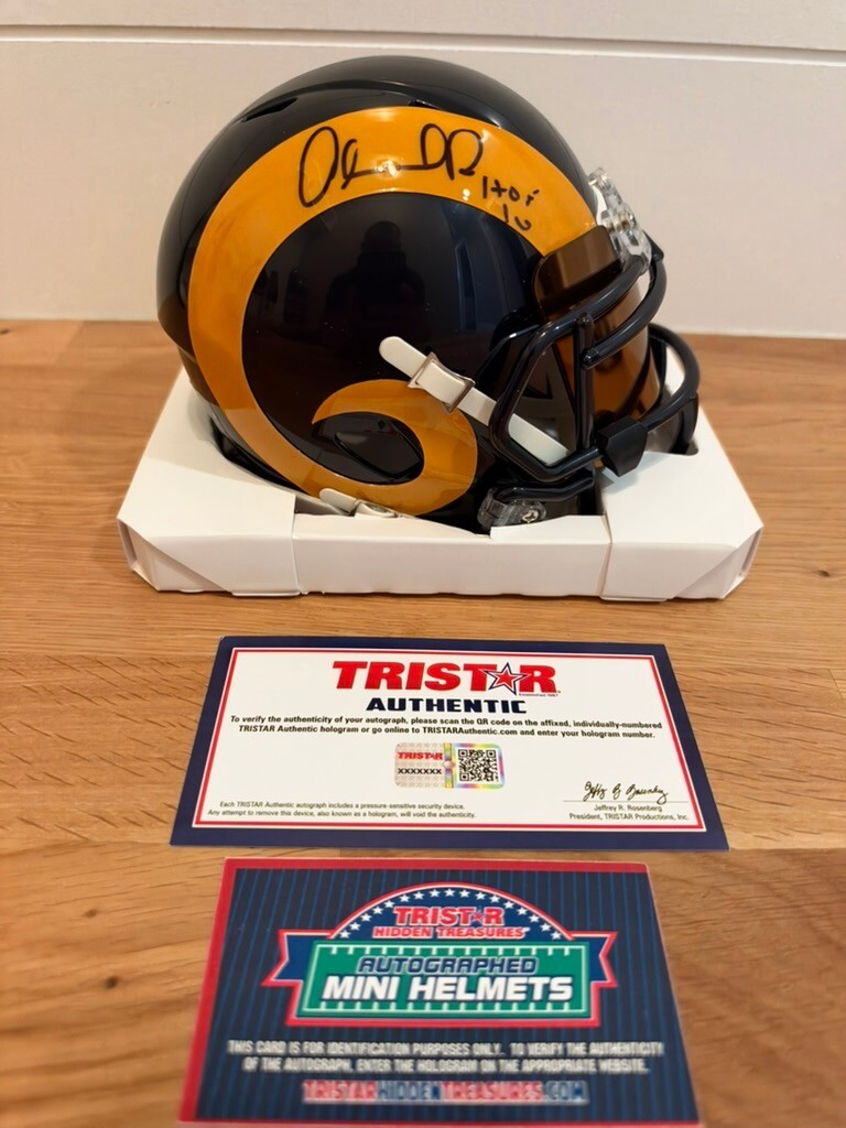 Orlando Pace Signed Rams Speed Mini Helmet HOF 16 TRISTAR COA Mirrored Visor