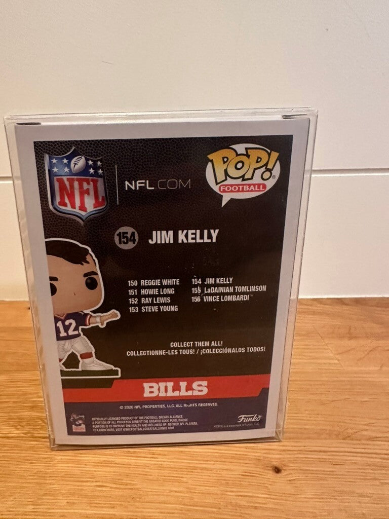 Jim Kelly Signed Funko Pop #154 Buffalo Bills HOF 02 Beckett Witnessed