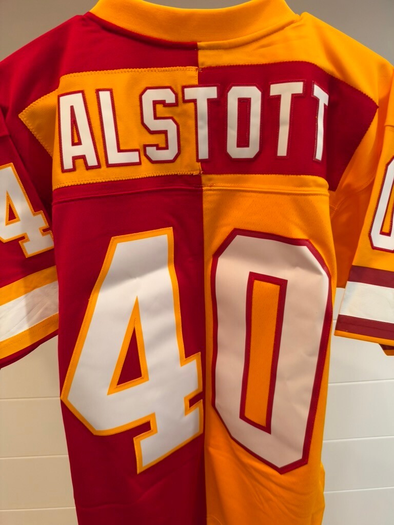 Mike Alstott Buccaneers Mitchell & Ness Split Legacy Jersey Small 36 Orange Red