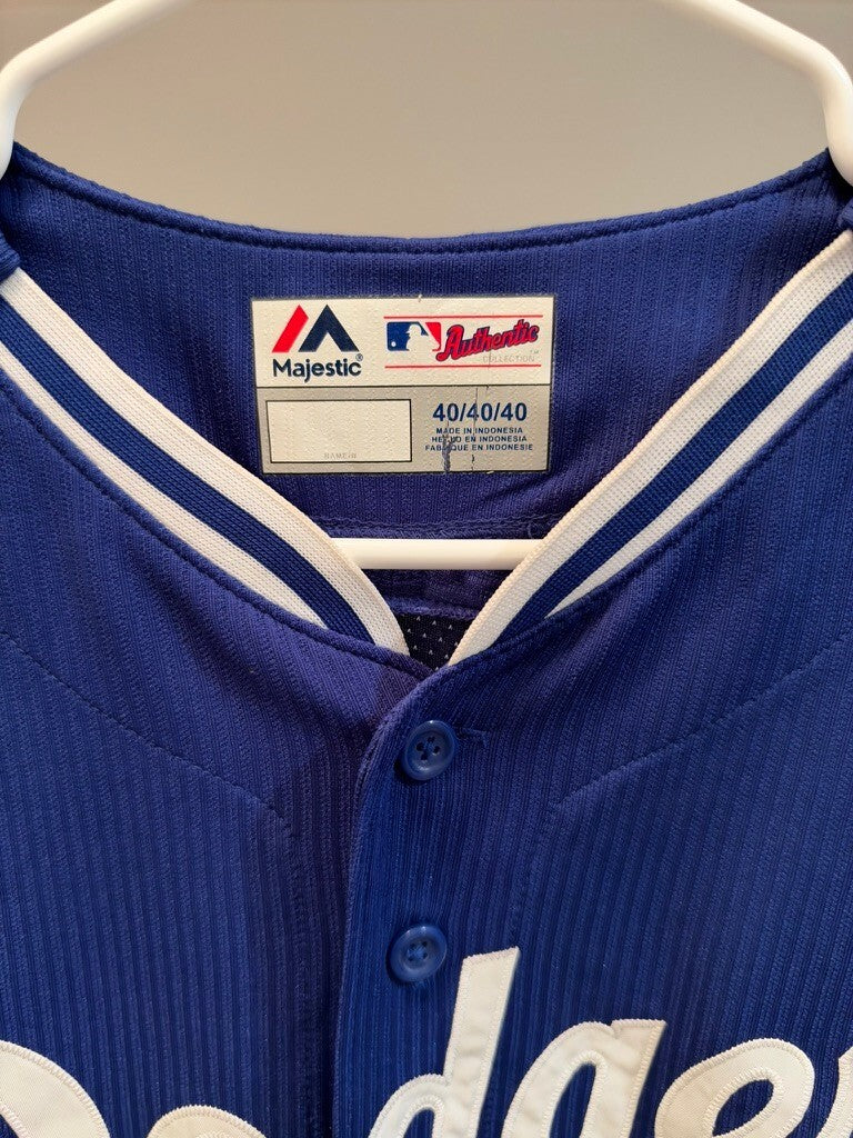 Los Angeles Dodgers Majestic Cool Base Blue Button Front Baseball Jersey Size 40