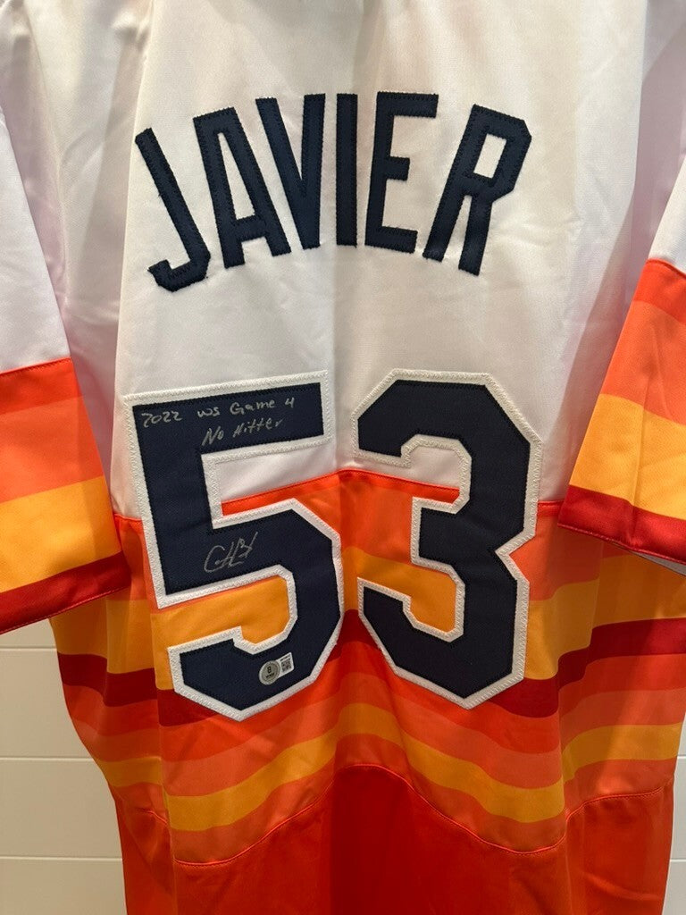 Cristian Javier Signed Houston Astros 2022 World Series No-Hitter Jersey –