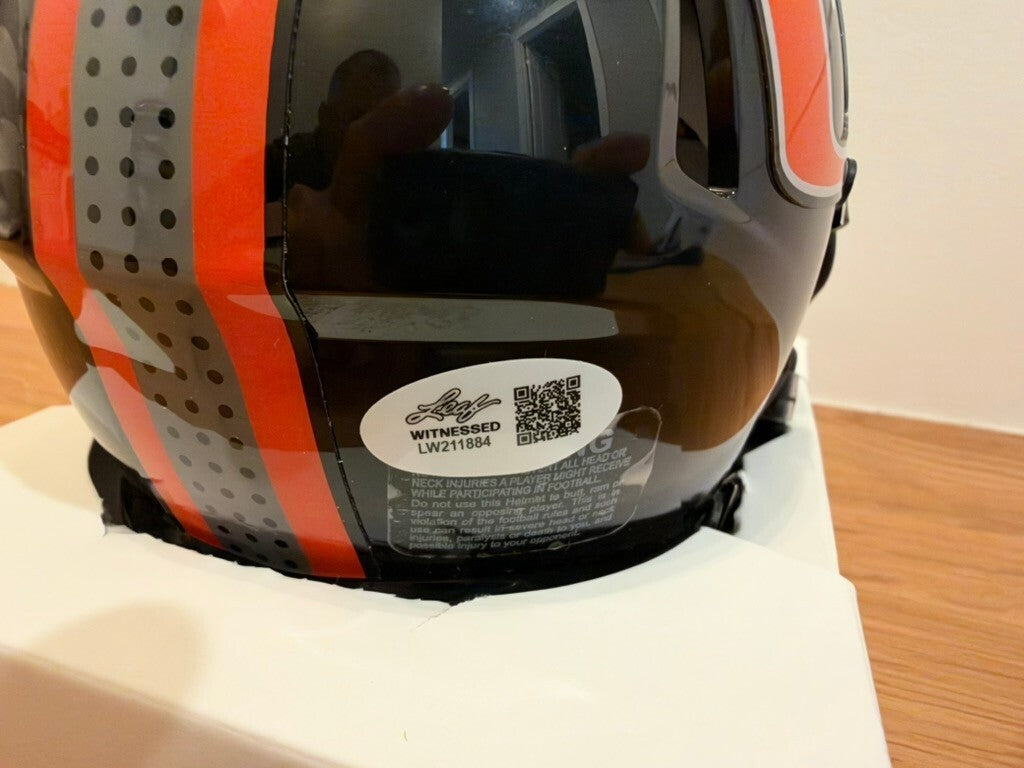Antrel Rolle Signed Miami Hurricanes Black Speed Mini Helmet Leaf COA Visor