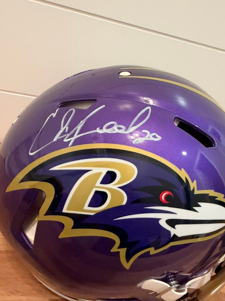 Ed Reed Signed Ravens Full Size Authentic Speed Helmet Purple Visor Beckett