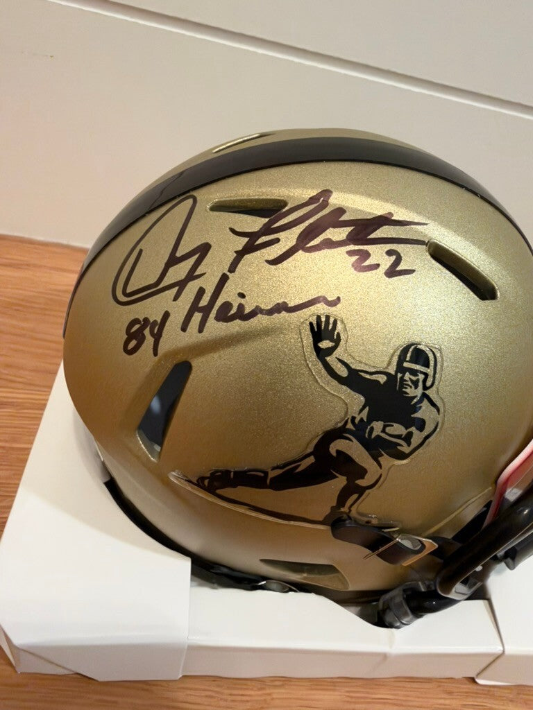 Doug Flutie Signed Gold Heisman Speed Mini Helmet 84 Heisman Custom Visor JSA