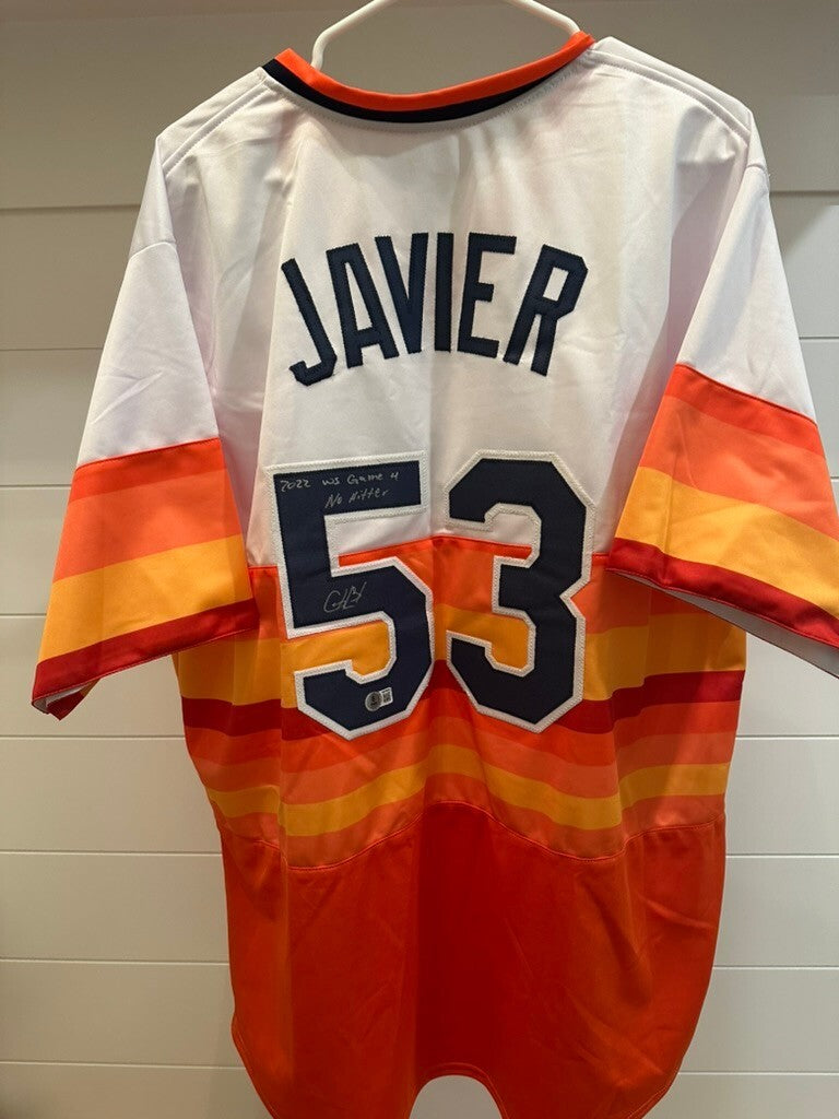 Cristian Javier Signed Houston Astros 2022 World Series No-Hitter Jersey –