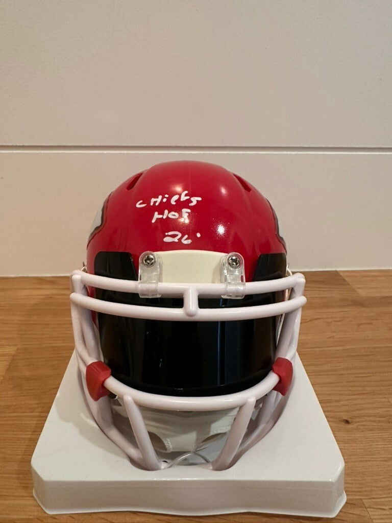 Dwayne Bowe Signed Chiefs Mini Helmet Chiefs HOF 24 JSA Custom Visor
