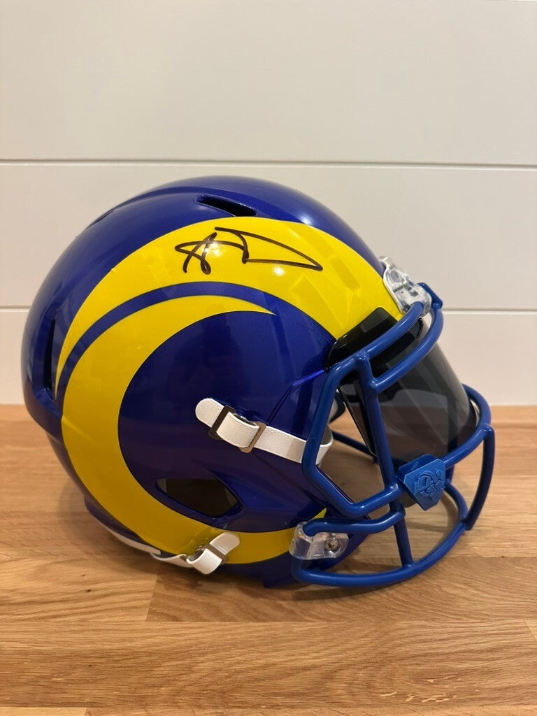 Aaron Donald Signed Rams Full Size Riddell Speed Replica Helmet Beckett Visor