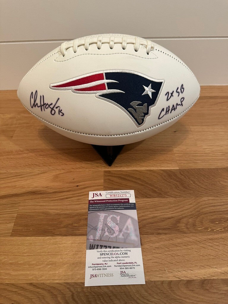 Chris Hogan Signed Patriots Logo Football 2X SB Champ JSA Witnessed COA