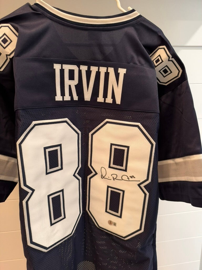 Michael Irvin Signed Cowboys Custom Navy #88 Jersey XL Beckett Witnessed