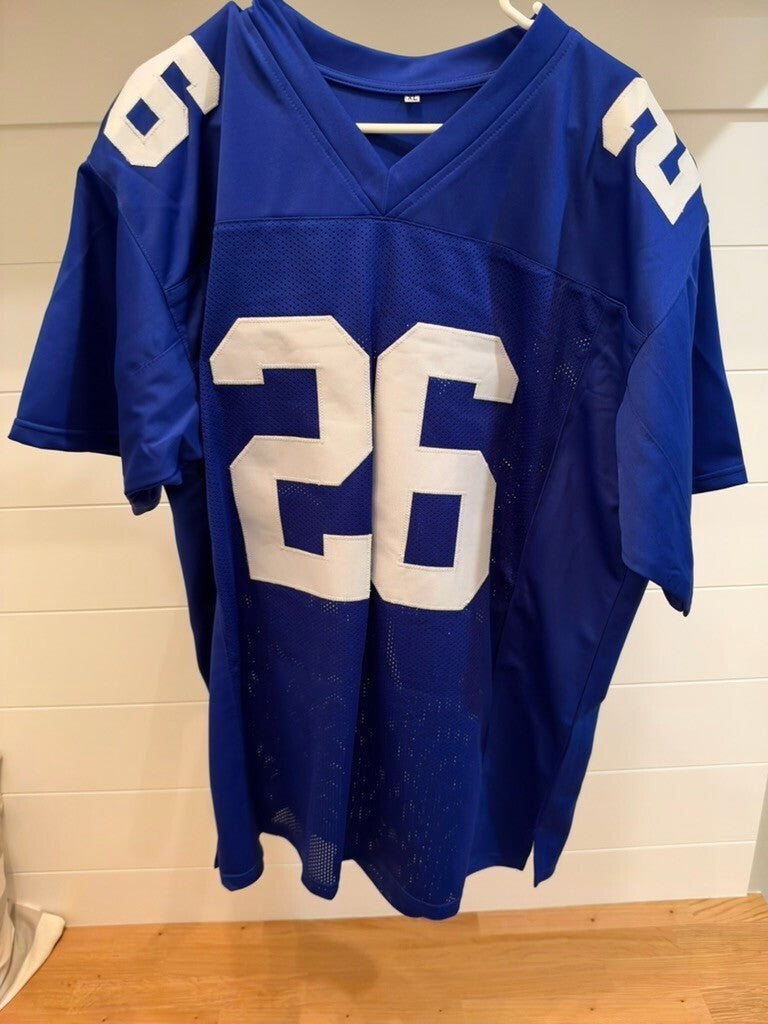 Saquon Barkley Signed New York Giants #26 Blue Custom Jersey XL Beckett