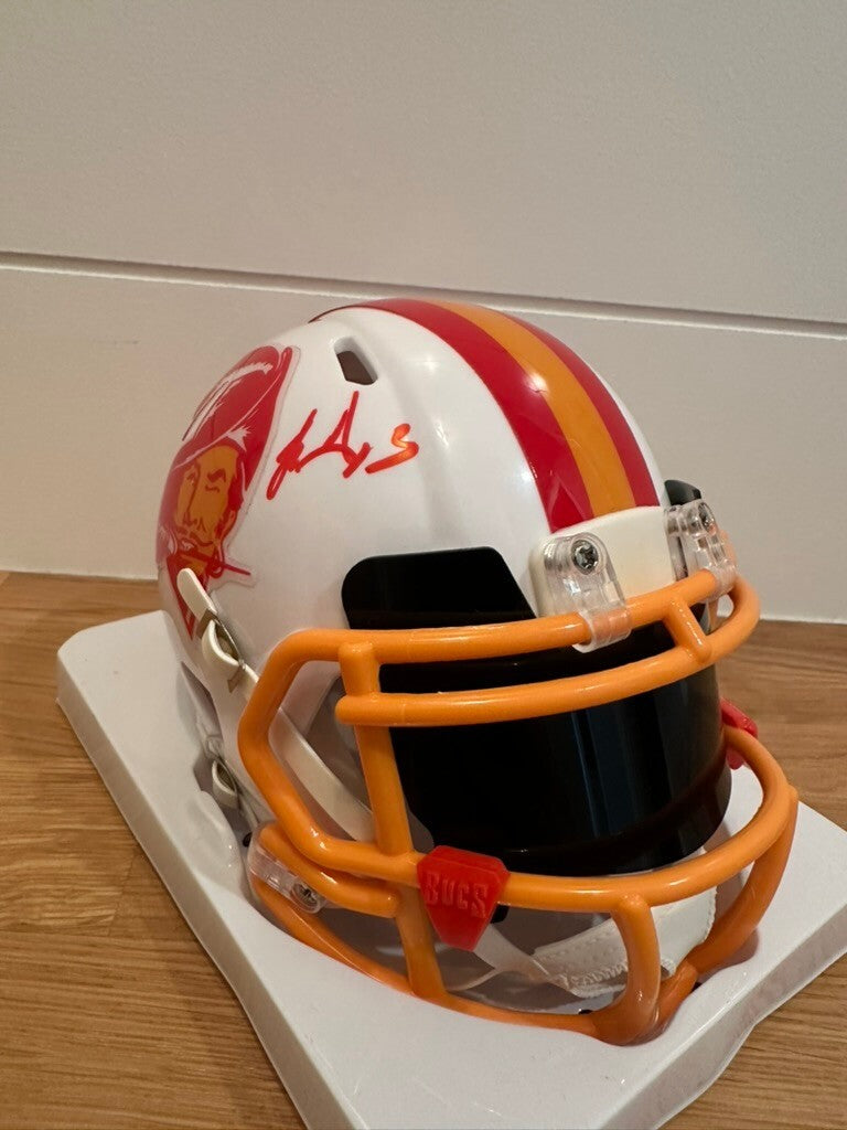 LeGarrette Blount Signed Buccaneers Throwback Mini Helmet Leaf Custom Visor