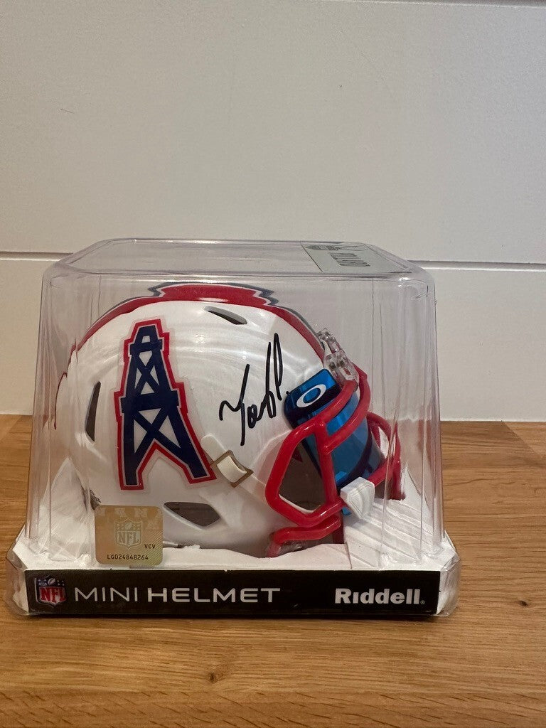 Tony Pollard Signed Houston Oilers Riddell Speed Mini Helmet BAS Beckett Visor