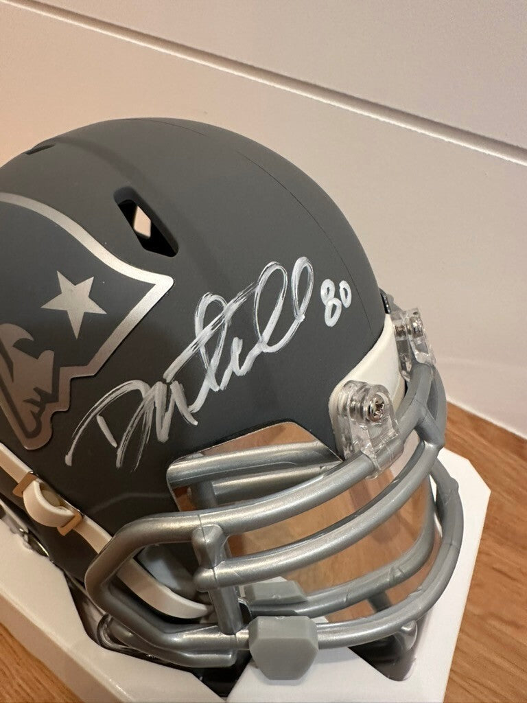 Danny Amendola Signed Patriots Slate Mini Helmet JSA Custom Silver Visor