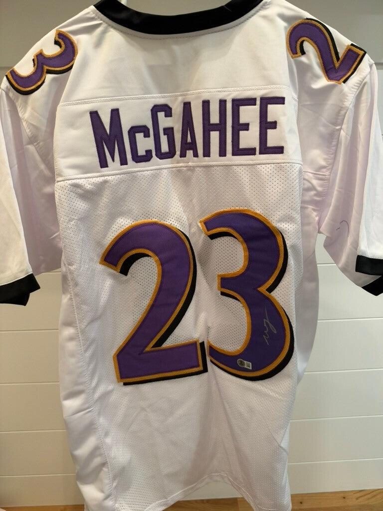 Willis McGahee Signed Baltimore Ravens #23 White Custom Jersey Beckett