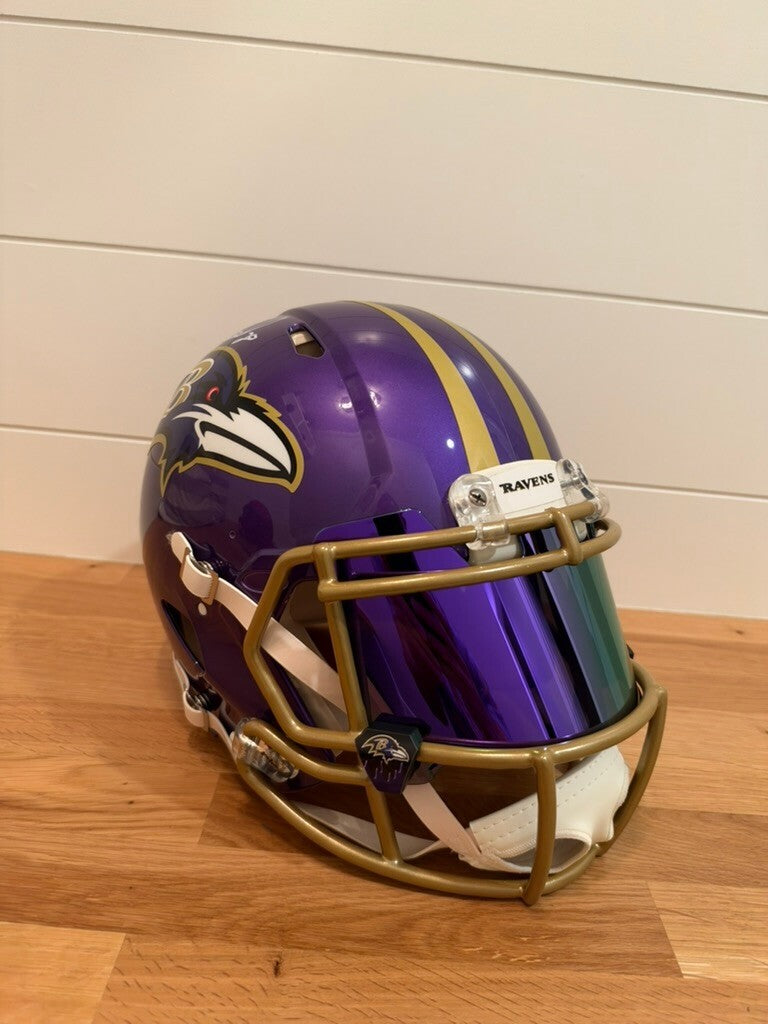 Ed Reed Signed Ravens Full Size Authentic Speed Helmet Purple Visor Beckett
