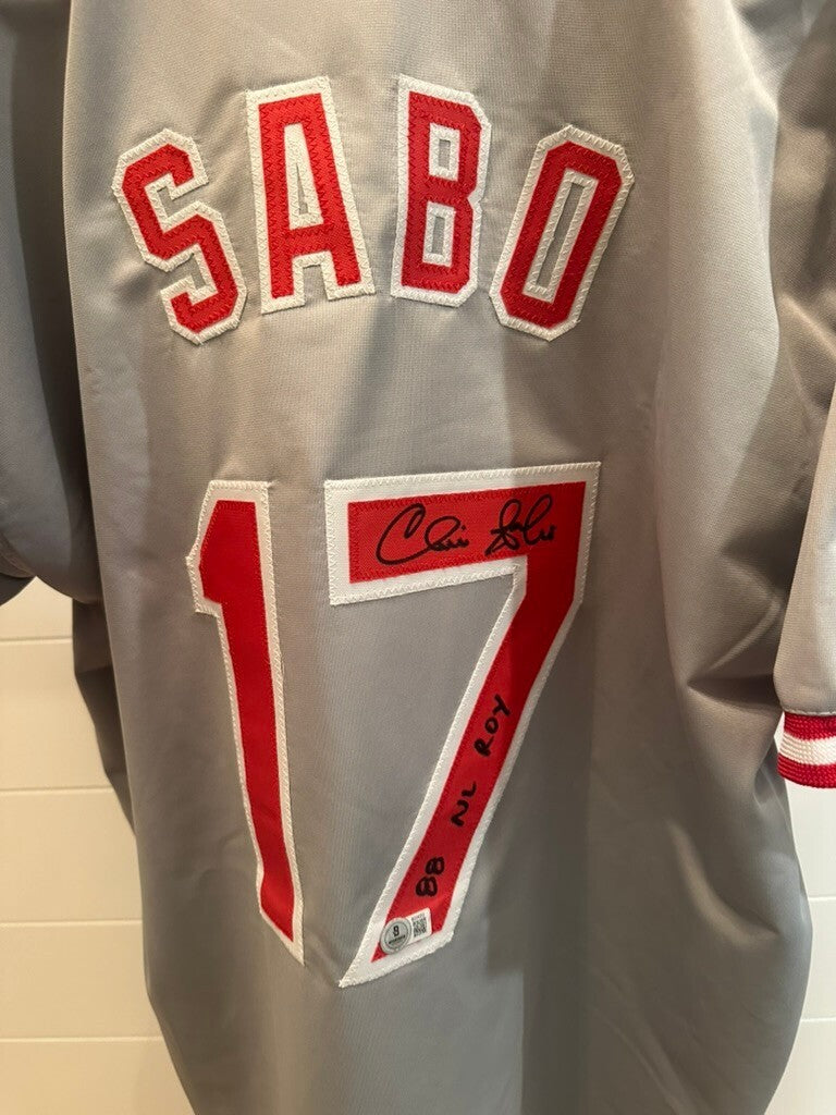 Chris Sabo Signed Cincinnati Reds #17 Jersey Beckett “88 NL ROY”