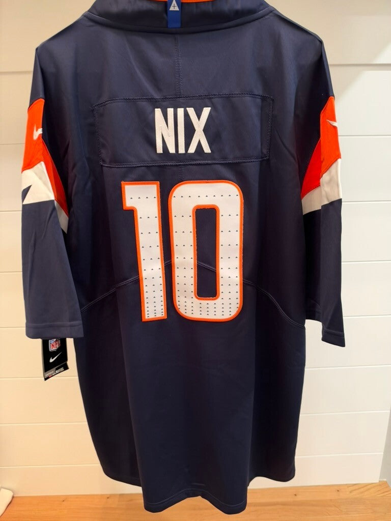 Bo Nix Denver Broncos #10 Navy Football Jersey Size Large Tags Attached Unsigned