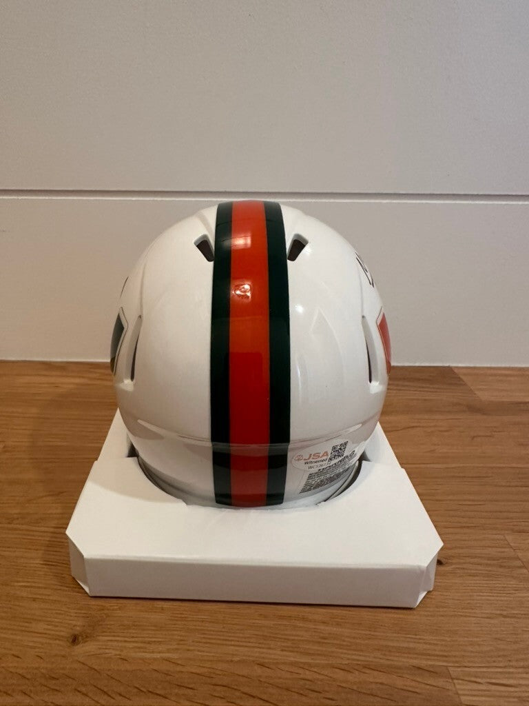 Malachi Toney Signed Miami Hurricanes Riddell Speed Mini Helmet JSA Witnessed