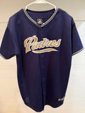 San Diego Padres Majestic Navy Blue Baseball Jersey Button Front Blank Back