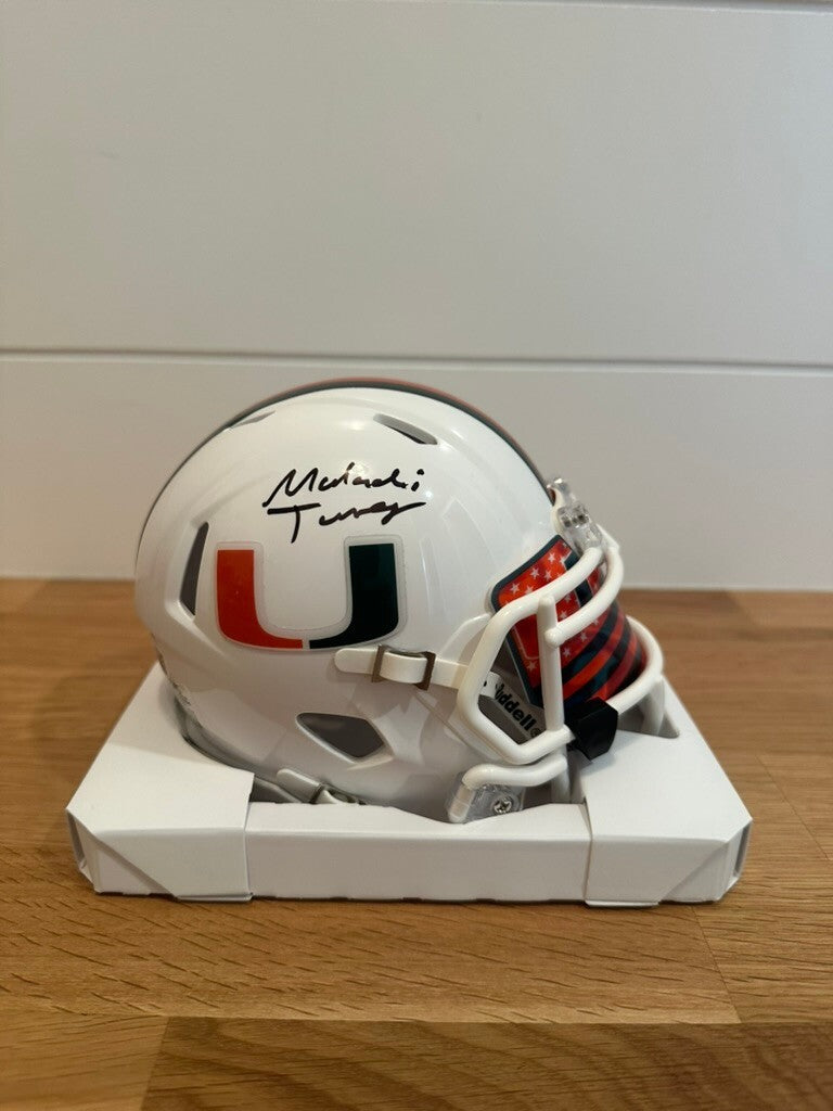 Malachi Toney Signed Miami Hurricanes Riddell Speed Mini Helmet JSA Witnessed