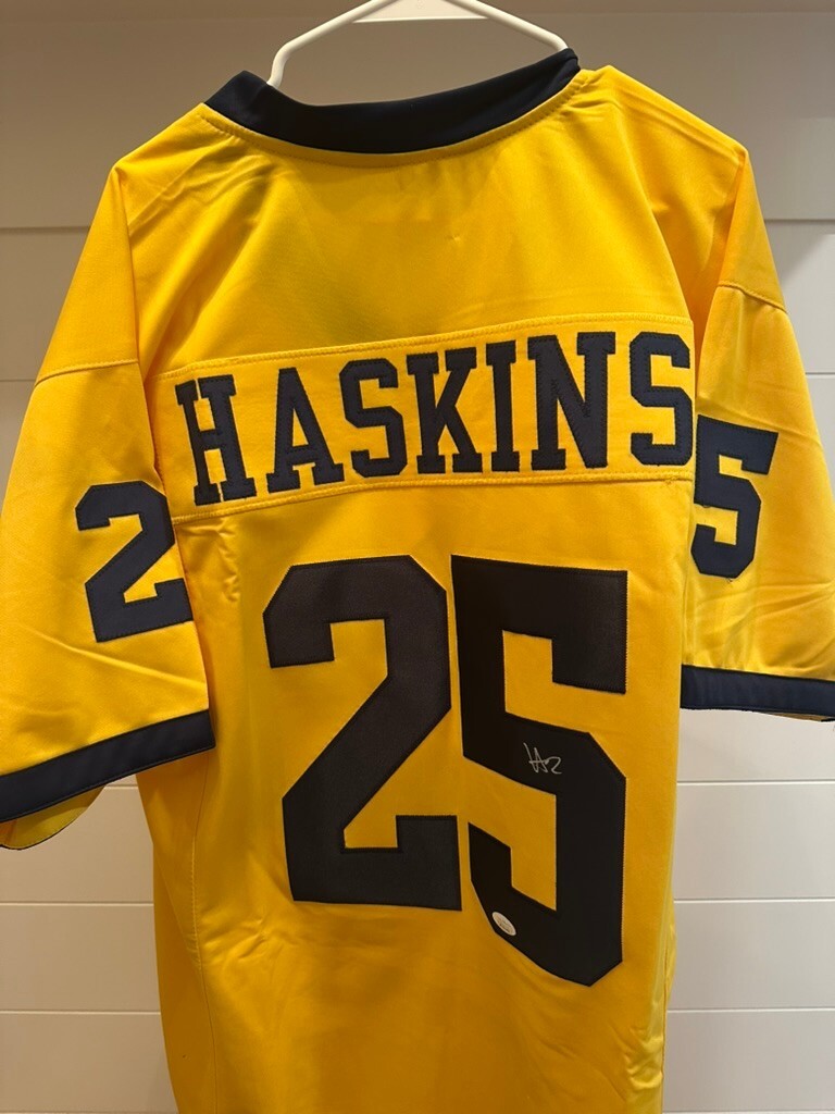 Hassan Haskins Signed Michigan Wolverines Maize Custom Jersey #25 JSA COA